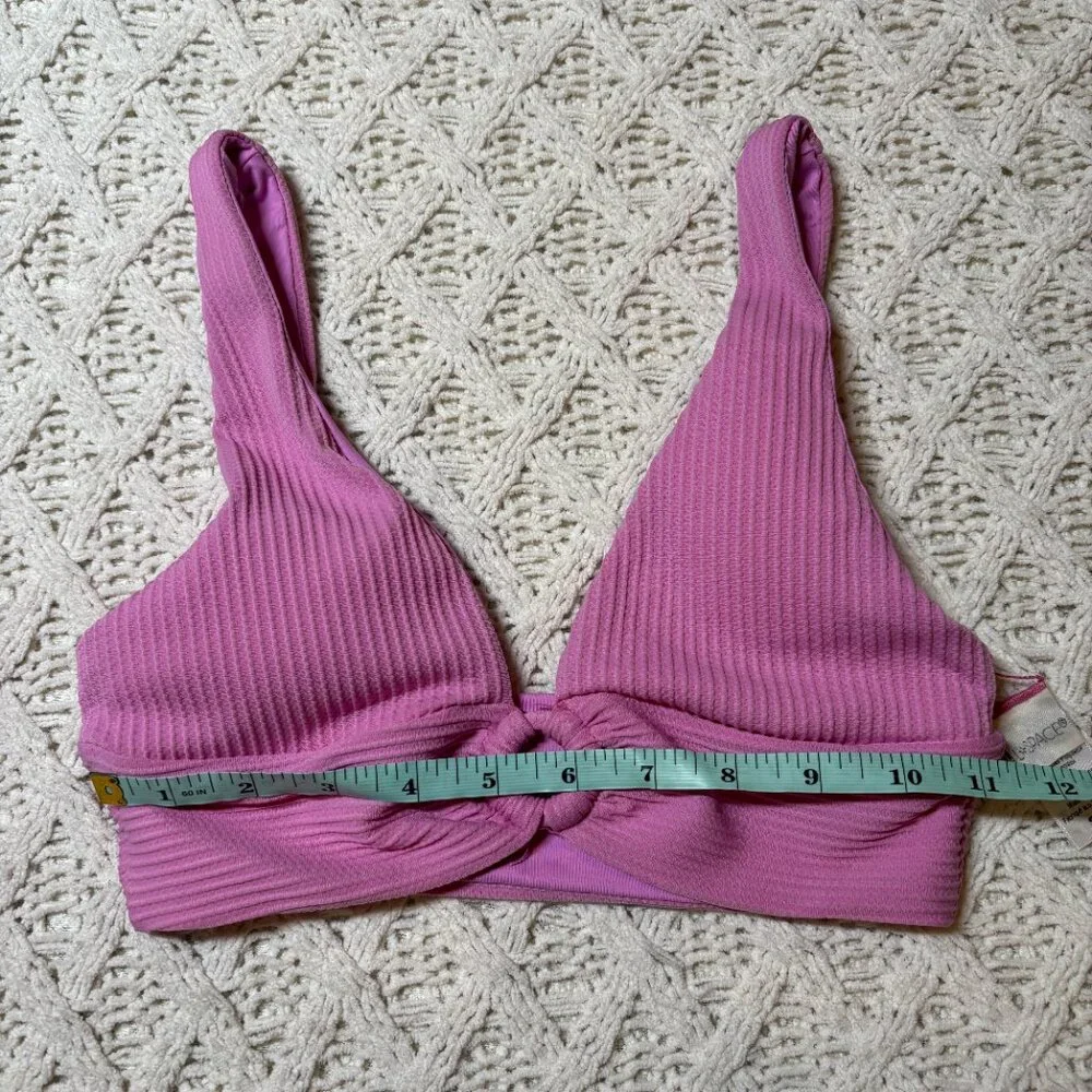 L*Space Ring Front Triangle Bikini Top‎ – Ribbed Pink – Women’s S - NWOT